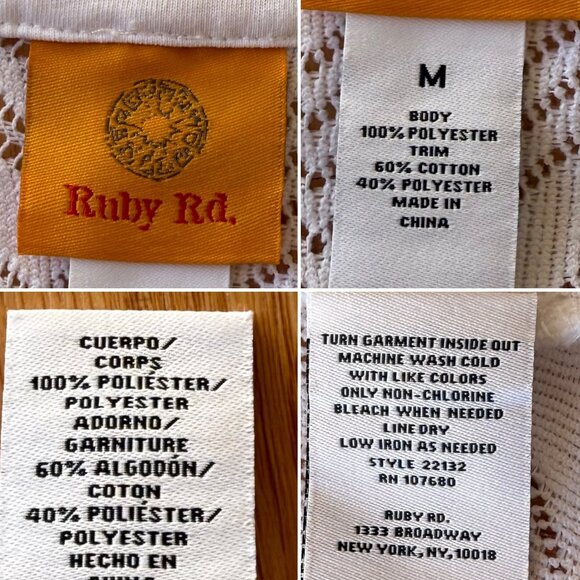 Ruby Rd White Lace Zip Jacket Size Medium Cardigan Ethereal Coastal Timeless - Picture 6 of 12